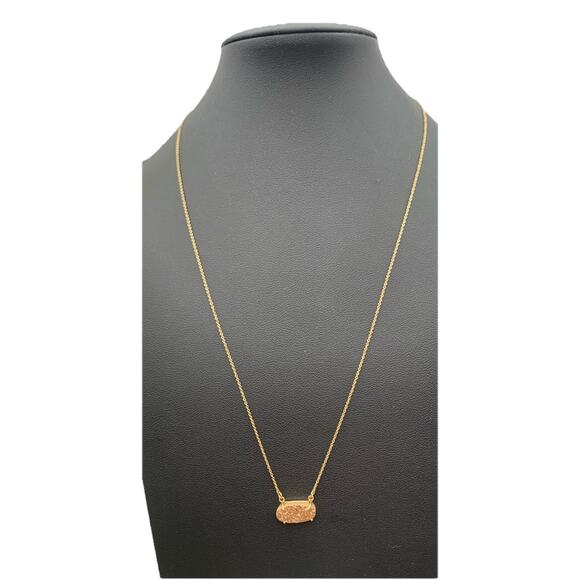 Luna Norte Necklace Druzy Gold Sparkly Quartz Pendant Gold plate Signed - Picture 1 of 6